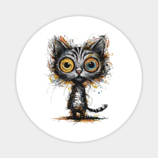 Whiskered Whimsy - Abstract Splatter Cat Magnet